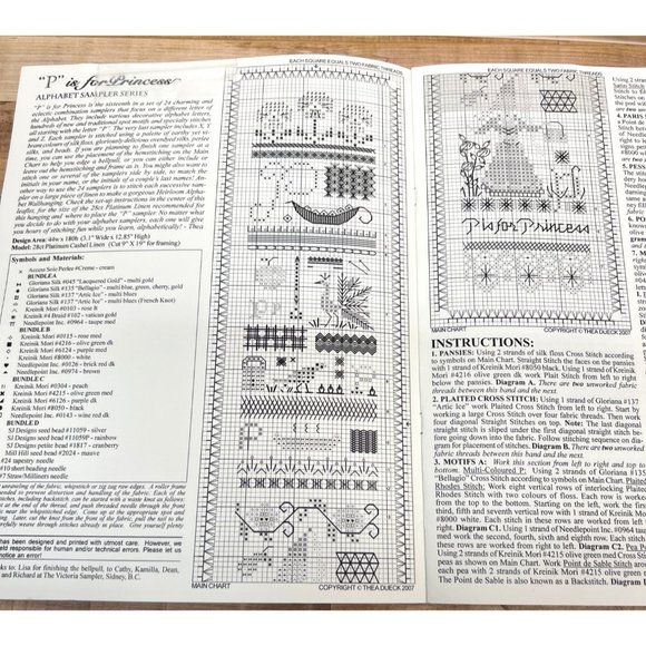 "P" Is For Princess Cross Stitch Kit By The Victoria Sampler Alphabet Series - Picture 5 of 5